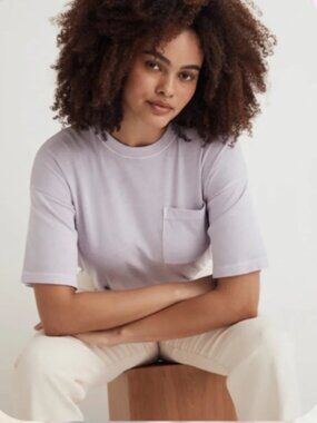 Madewell Classic Pastel Lavender Garment-Dyed Oversized Pocket Tee